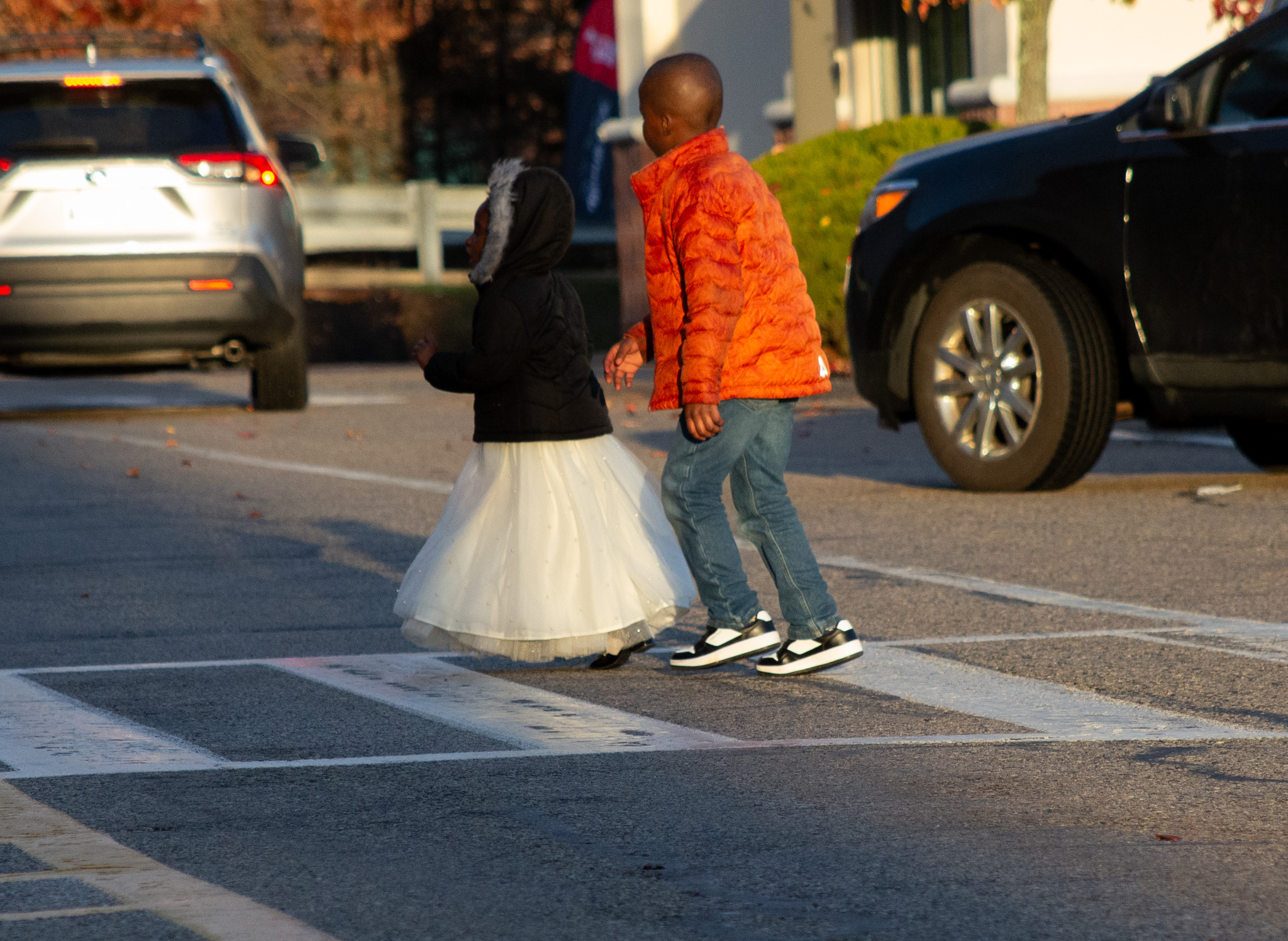chrildren crossing the road